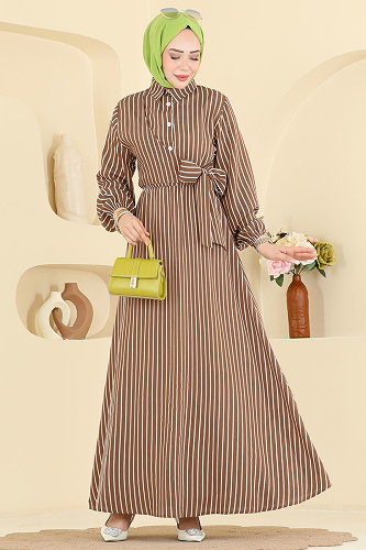 moda selvim Dress 003NZA1199 Brown - Thumbnail