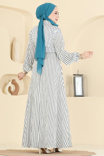 moda selvim Dress 003NZA1199 Ecru - Thumbnail