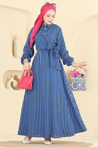 moda selvim الفستان كحلي 003NZA1199 - Thumbnail