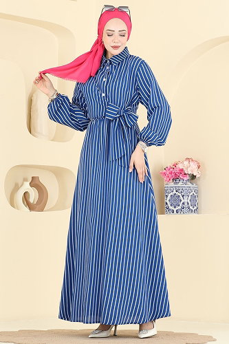 moda selvim الفستان كحلي 003NZA1199 - Thumbnail
