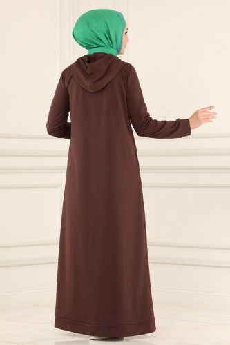 moda selvim Dress 0045UZ662 Brown - Thumbnail