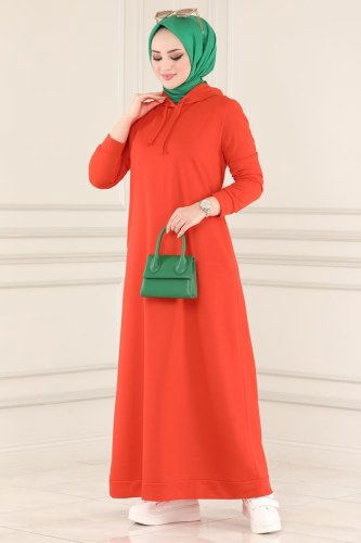 moda selvim Dress 0045UZ662 Orange - Thumbnail