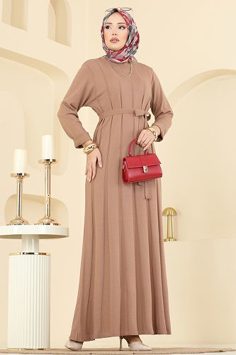 moda selvim الفستان بيج 004MT581 - Thumbnail