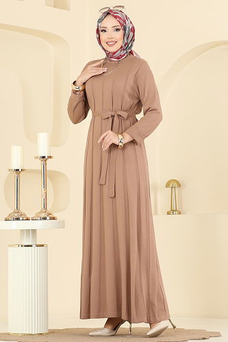 moda selvim الفستان بيج 004MT581 - Thumbnail