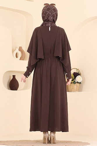 moda selvim Dress 004ZMRK1203 Bitter Brown - Thumbnail