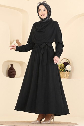 moda selvim Dress 004ZMRK1203 Black - Thumbnail