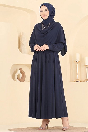 moda selvim Dress 004ZMRK1203 Navy Blue - Thumbnail