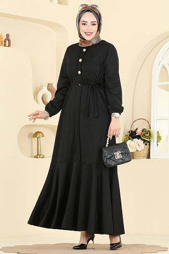 moda selvim Dress 0050UZ662 Black - Thumbnail