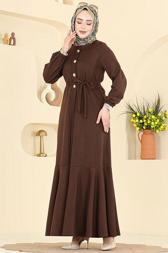 moda selvim Dress 0050UZ662 Brown - Thumbnail