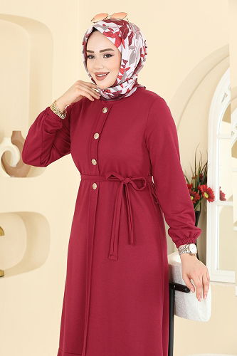 moda selvim الفستان خمري 0050UZ662 - Thumbnail