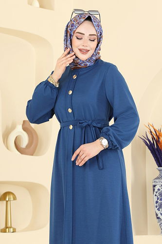 moda selvim الفستان ازرق 0050UZ662 - Thumbnail