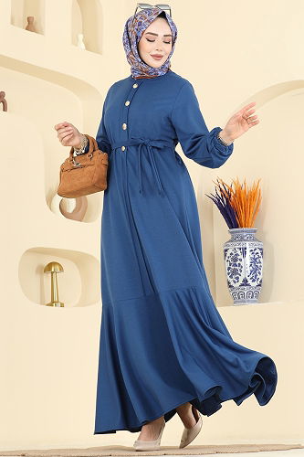 moda selvim الفستان ازرق 0050UZ662 - Thumbnail