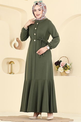 moda selvim Dress 0050UZ662 Khaki - Thumbnail