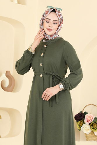 moda selvim الفستان اخضر عفني 0050UZ662 - Thumbnail