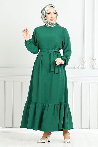 moda selvim Dress 009MR1077-M Emerald - Thumbnail