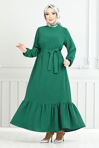 moda selvim Dress 009MR1077-M Emerald - Thumbnail