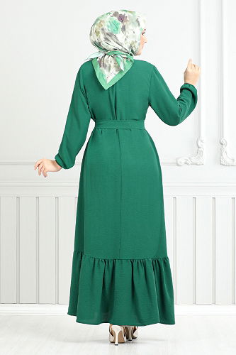 moda selvim Dress 009MR1077-M Emerald - Thumbnail