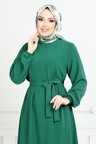 moda selvim الفستان زيتي 009MR1077-M - Thumbnail