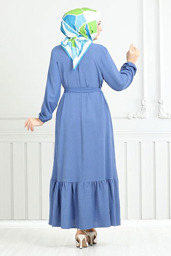 moda selvim الفستان ازرق 009MR1077-M - Thumbnail