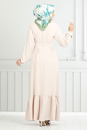 moda selvim Dress 009MR1077-M Stone - Thumbnail