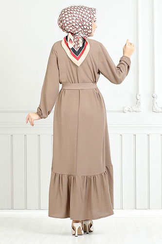 moda selvim الفستان بيج 009MR1077-M - Thumbnail