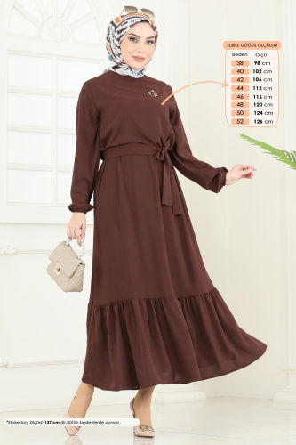 moda selvim Dress 009MR1078 Brown - Thumbnail