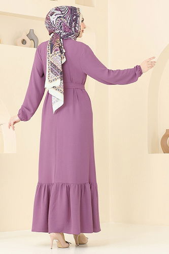 moda selvim Dress 009MR1078 Dark Lilac - Thumbnail