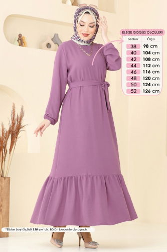 moda selvim Dress 009MR1078 Dark Lilac - Thumbnail