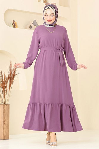 moda selvim الفستان ليلكي غامق 009MR1078 - Thumbnail