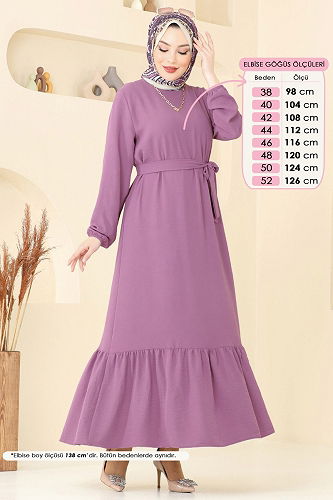 moda selvim الفستان ليلكي غامق 009MR1078 - Thumbnail