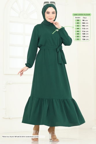 moda selvim Dress 009MR1078 Emerald - Thumbnail