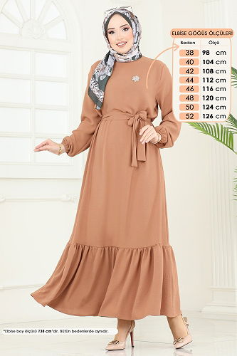 moda selvim Dress 009MR1078 Latte - Thumbnail