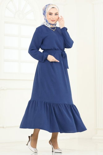 moda selvim Dress 009MR1078 Navy Blue - Thumbnail