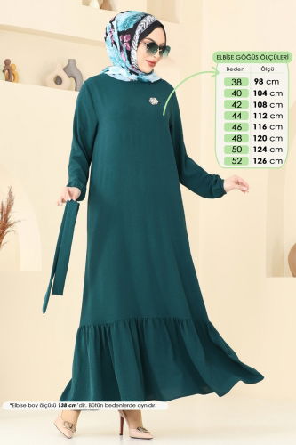 moda selvim Dress 009MR1078 Petroleum - Thumbnail