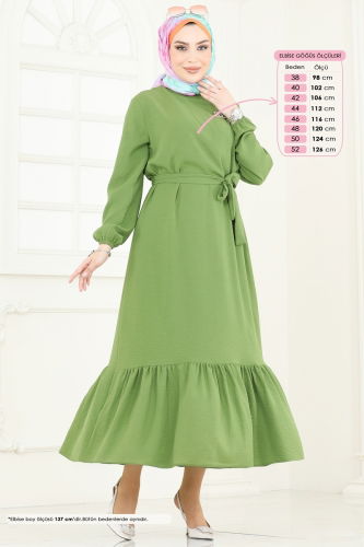 moda selvim Dress 009MR1078 Pistachio Green - Thumbnail