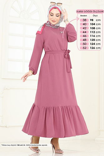 moda selvim Dress 009MR1078 Rose Dried - Thumbnail