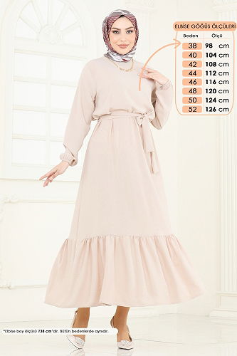 moda selvim Dress 009MR1078 Stone - Thumbnail