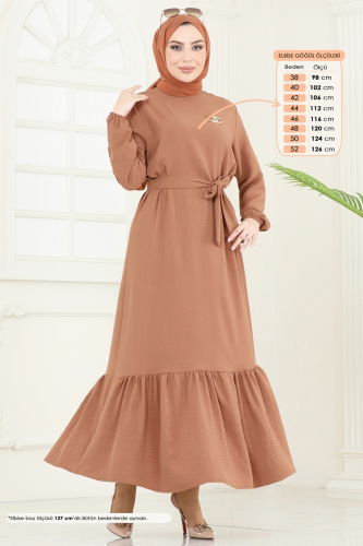 moda selvim Dress 009MR1078 Tan - Thumbnail