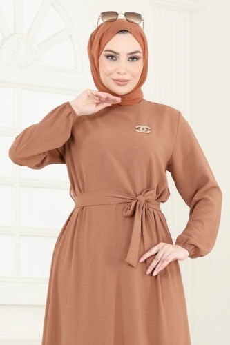 moda selvim Dress 009MR1078 Tan - Thumbnail