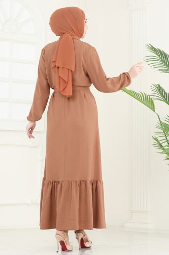 moda selvim Dress 009MR1078 Tan - Thumbnail