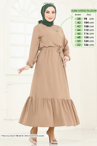 moda selvim الفستان بيج 009MR1078 - Thumbnail