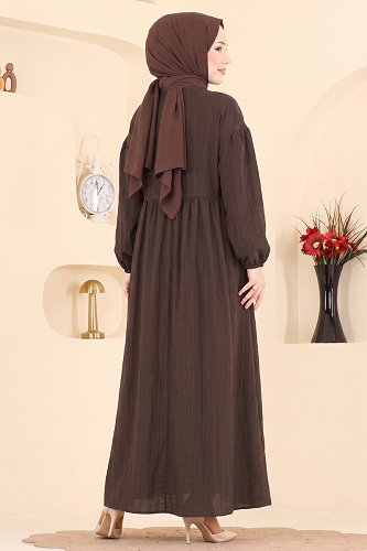 moda selvim Dress 010ZMRK1203 Bitter Brown - Thumbnail