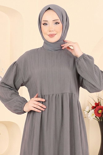 moda selvim Dress 010ZMRK1203 Gray - Thumbnail