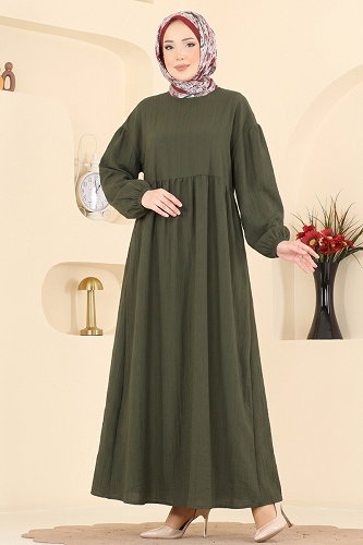 moda selvim Dress 010ZMRK1203 Khaki - Thumbnail