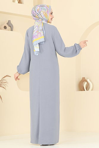 moda selvim الفستان رمادي 011MR1078 - Thumbnail