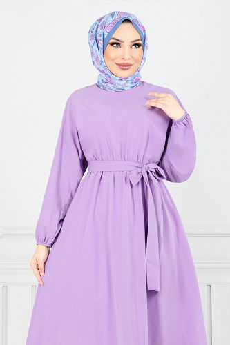moda selvim Dress 012MR1077-M Lilac - Thumbnail