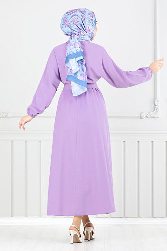 moda selvim Dress 012MR1077-M Lilac - Thumbnail