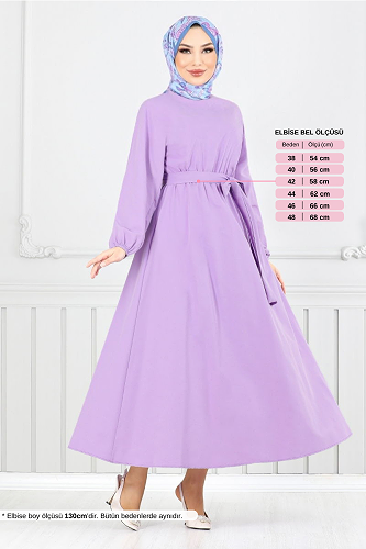 moda selvim الفستان ليلكي 012MR1077-M - Thumbnail