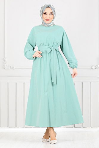 moda selvim الفستان أخضر باهت 012MR1077-M - Thumbnail