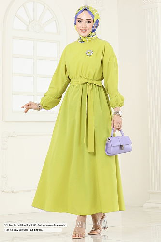 moda selvim Dress 012MR1078 Acid - Thumbnail